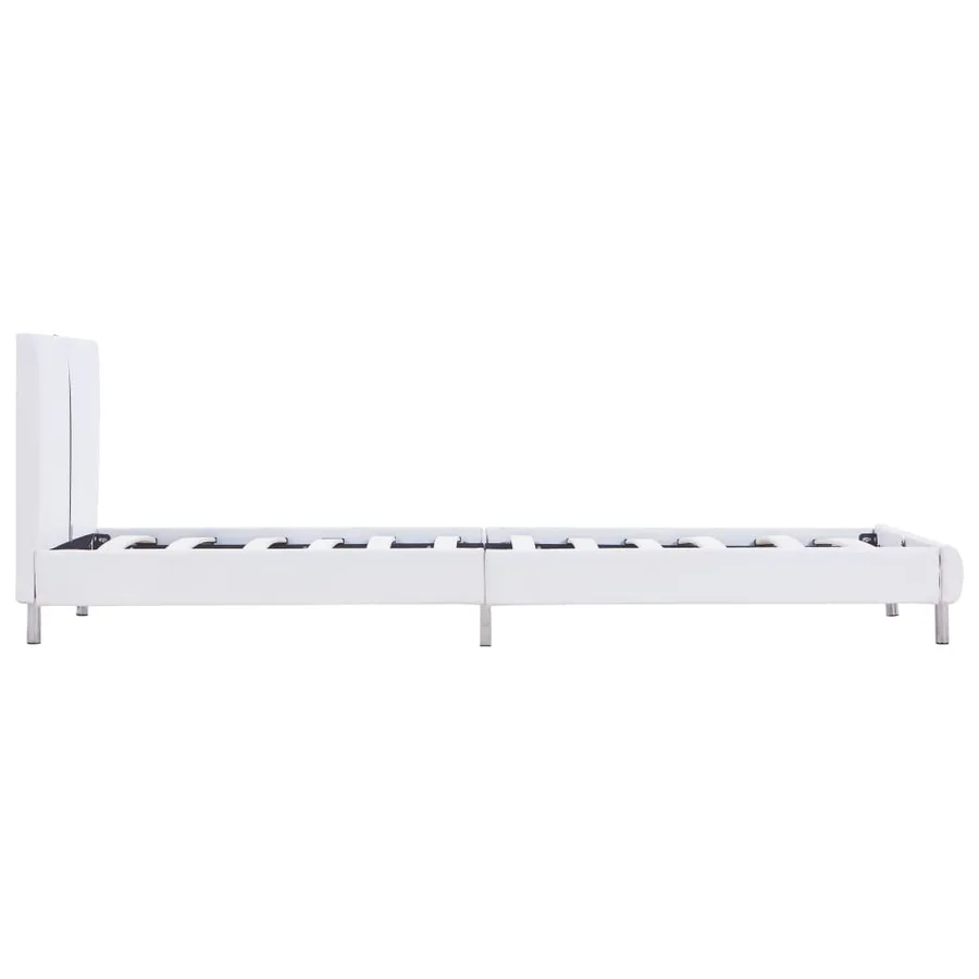 Cadre de lit sans matelas blanc similicuir 90x200 cm - 4
