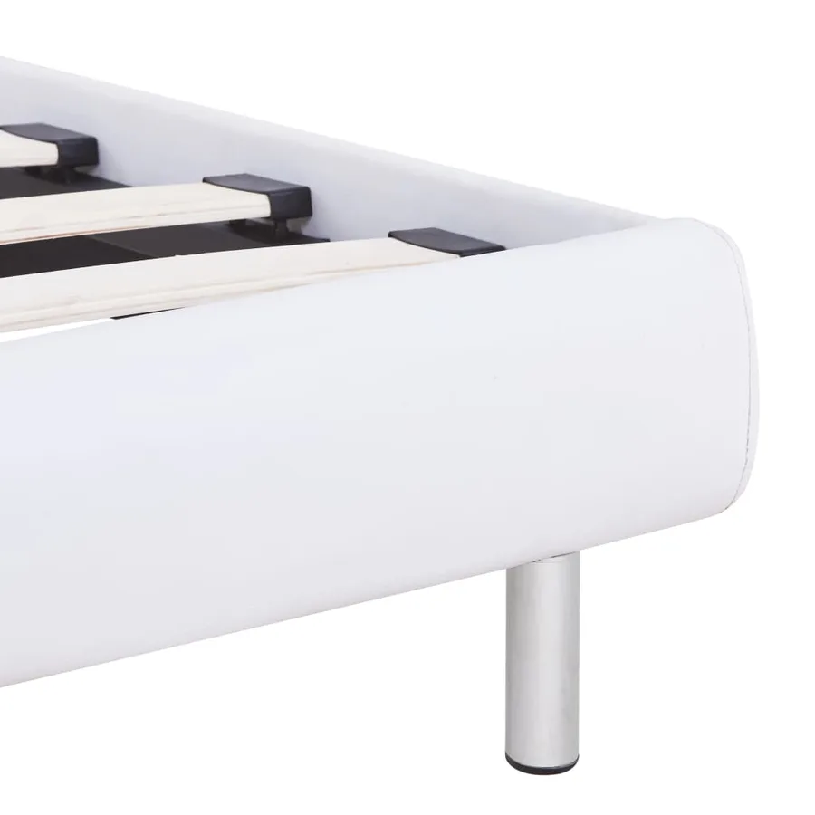 Cadre de lit sans matelas blanc similicuir 90x200 cm - 6