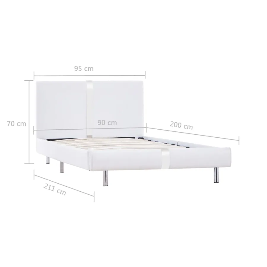 Cadre de lit sans matelas blanc similicuir 90x200 cm - 7