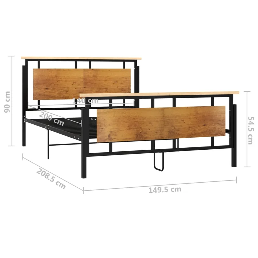Cadre de lit sans matelas métal 140x200 cm - 6