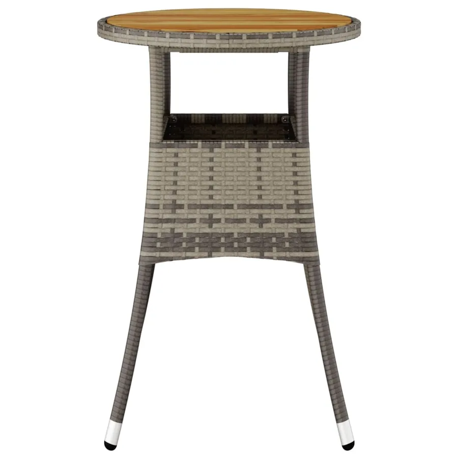 Table de jardin Ø60x75 cm Acacia et résine tressée Gris - 3