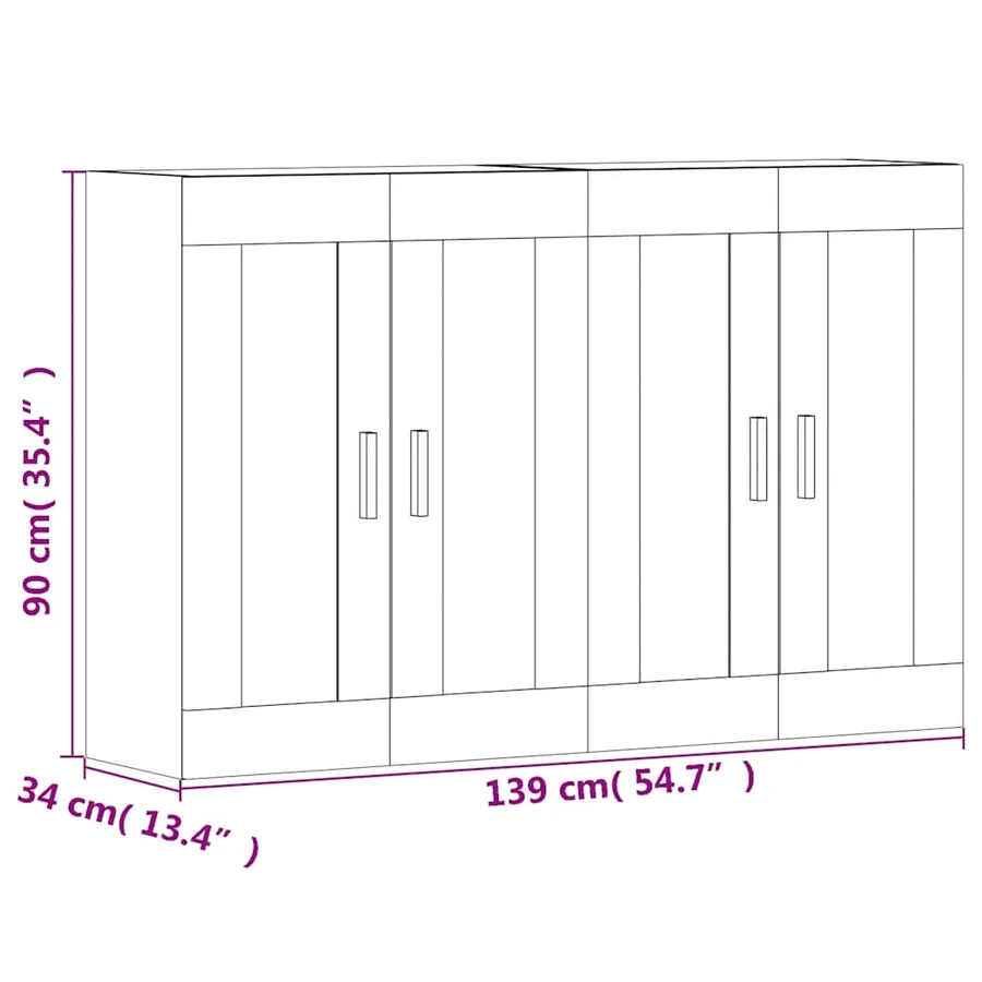 Armoires murales 2 pcs chêne sonoma bois d'ingénierie - 12