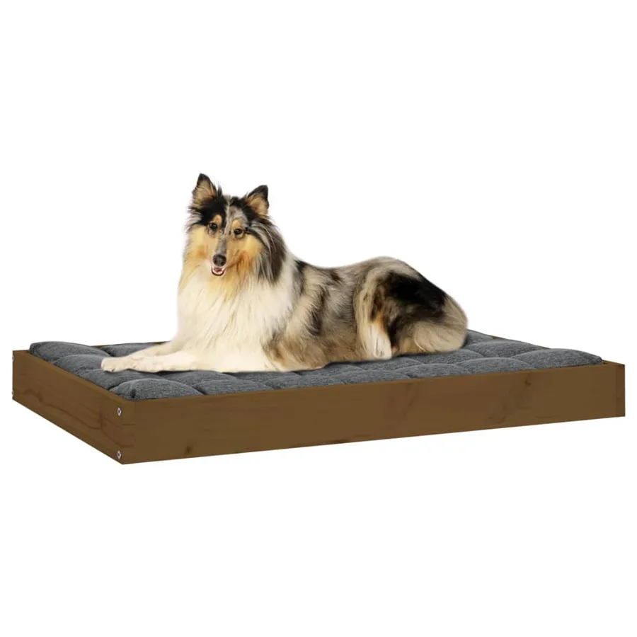 Lit pour chien Marron miel 91,5x64x9 cm Bois de pin solide - 6