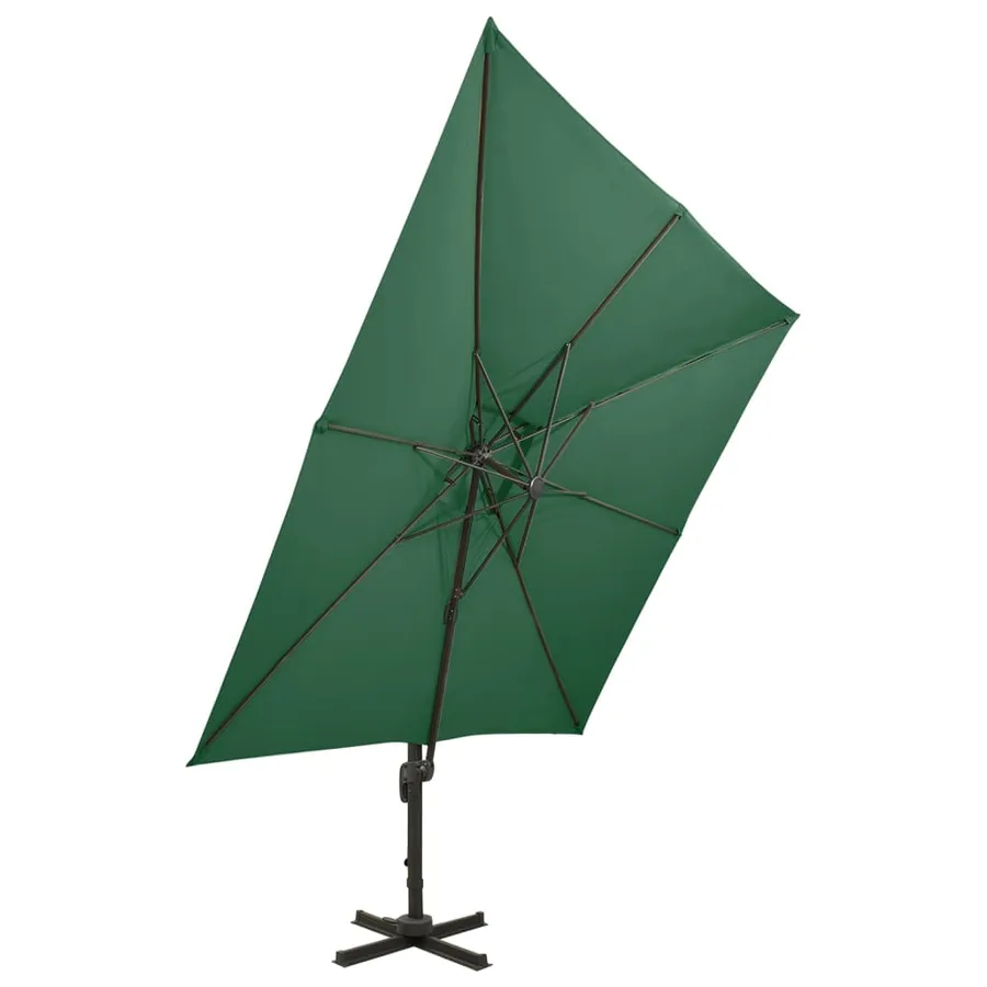 Parasol de jardin en porte-à-faux avec double toit vert - 2