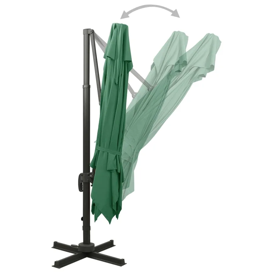 Parasol de jardin en porte-à-faux avec double toit vert - 5