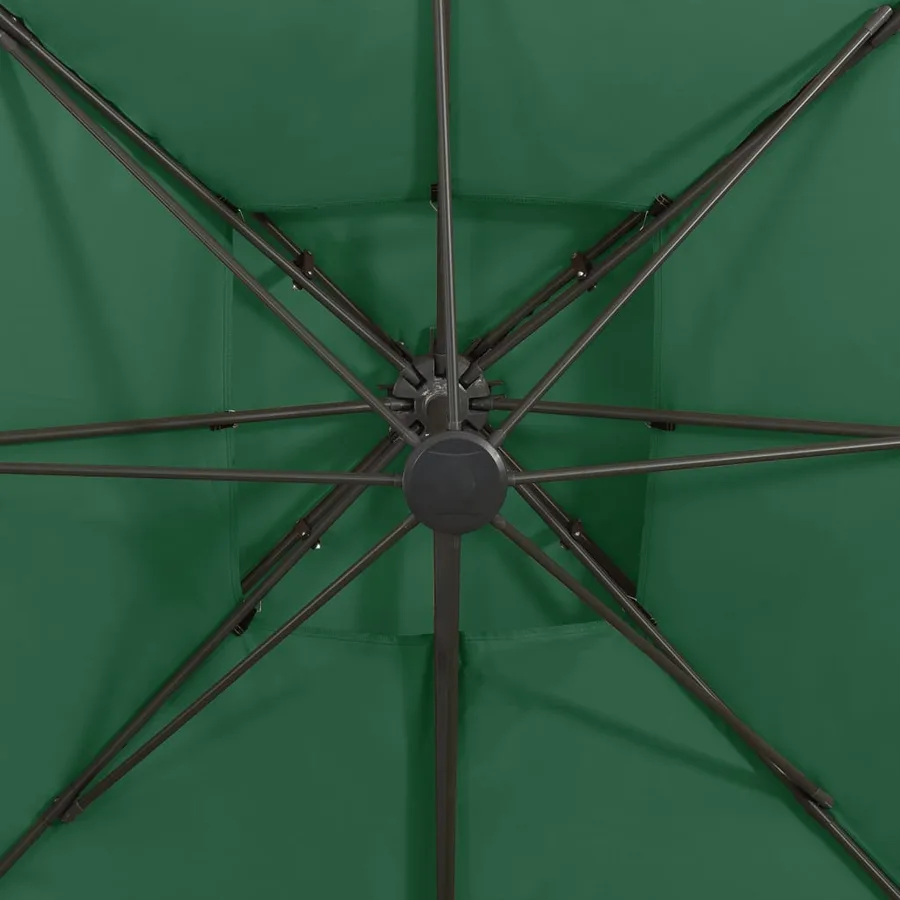 Parasol de jardin en porte-à-faux avec double toit vert - 8