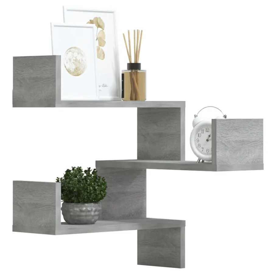 Étagères d'angle murales 2 pcs Sonoma gris 40x40x50 cm Bois - 8