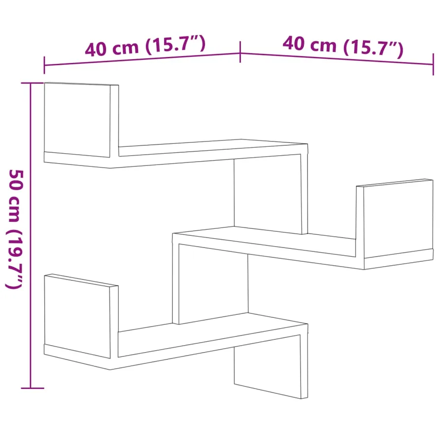 Étagères d'angle murales 2 pcs Sonoma gris 40x40x50 cm Bois - 9