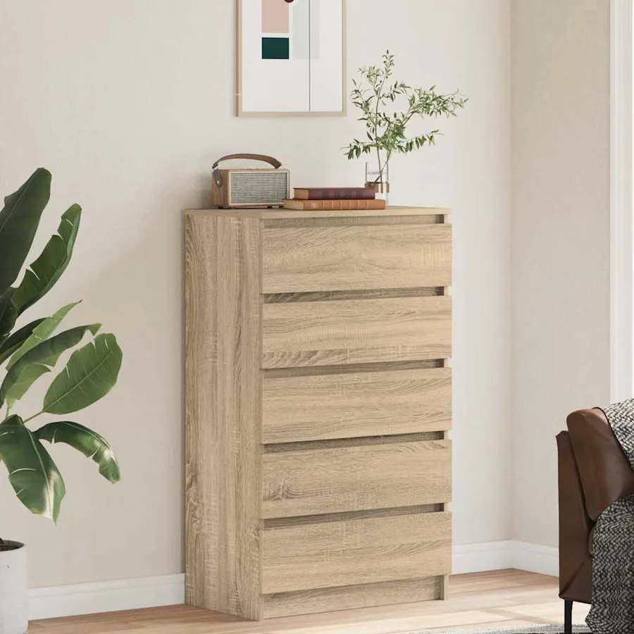 Commode Chêne sonoma 60x36x103 cm Bois d'ingénierie - 3