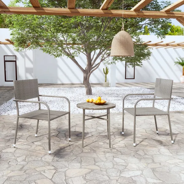 Ensemble à manger de jardin 3 pcs Résine tressée Gris