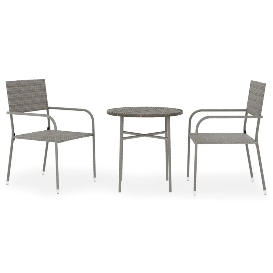Ensemble à manger de jardin 3 pcs Résine tressée Gris - 2