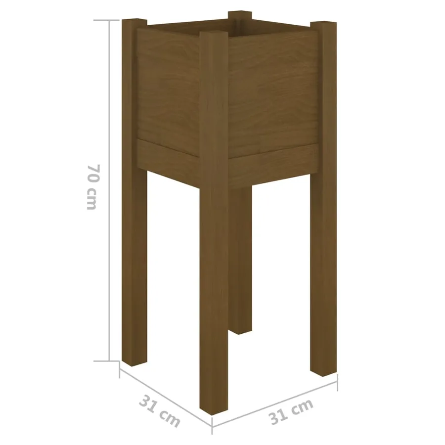 Jardinière d'extérieur Marron miel 31x31x70 cm Bois de pin - 7