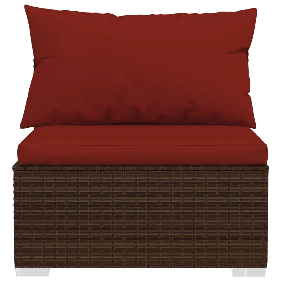 Salon de jardin 9 pcs avec coussins Résine tressée Marron - 6