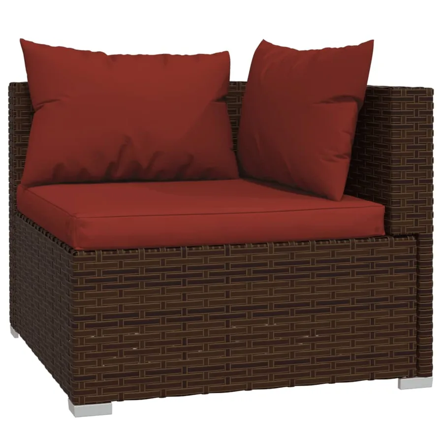 Salon de jardin 7 pcs avec coussins Résine tressée Marron - 3