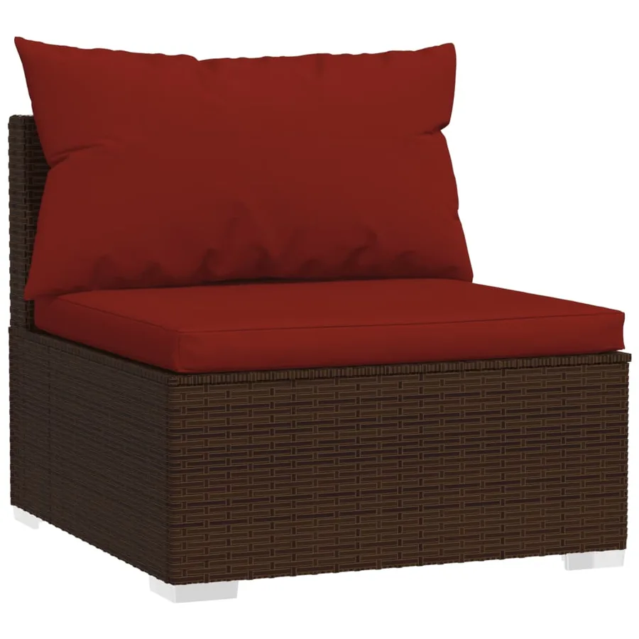 Salon de jardin 7 pcs avec coussins Résine tressée Marron - 5