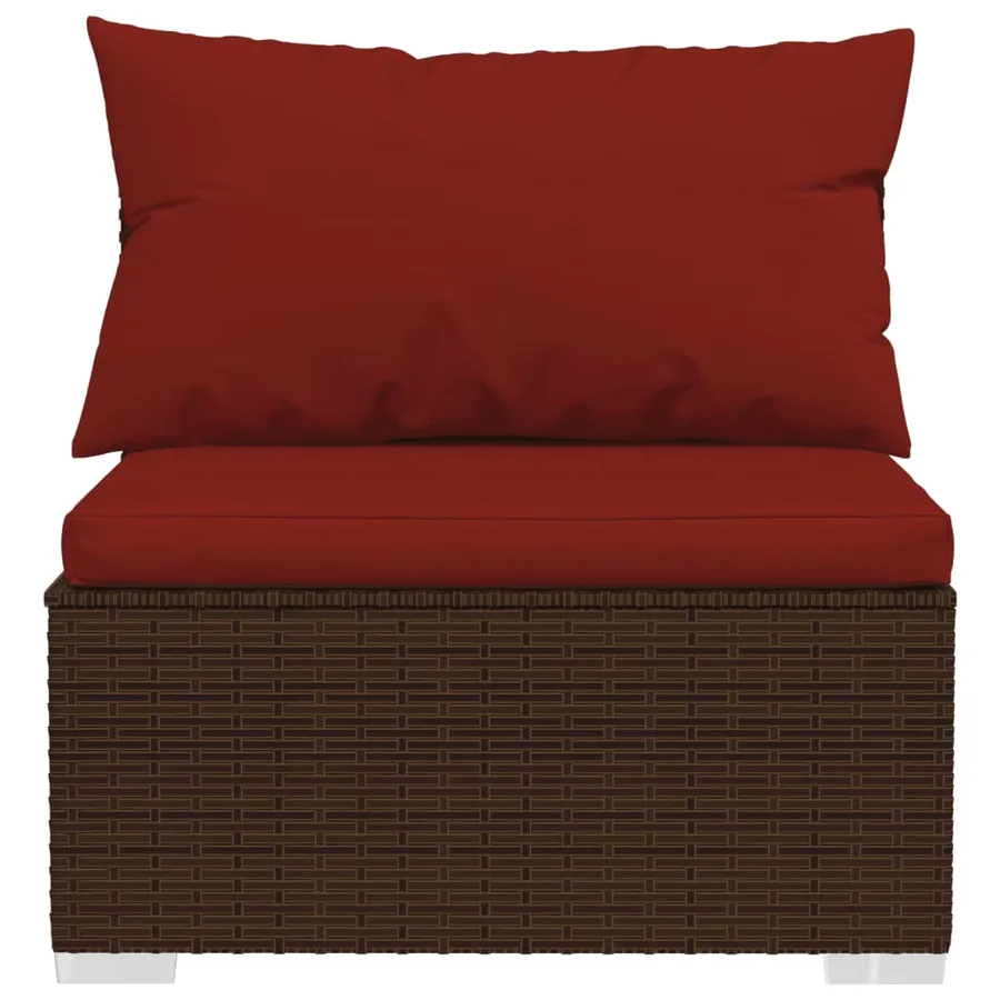 Salon de jardin 7 pcs avec coussins Résine tressée Marron - 6