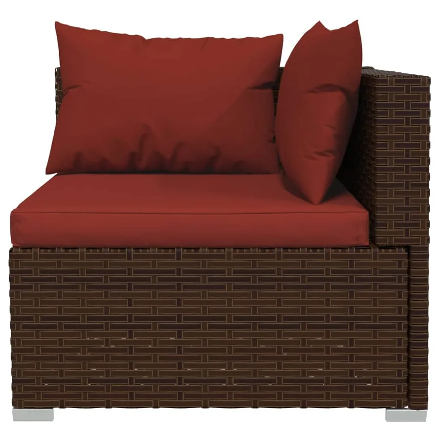Salon de jardin 6 pcs avec coussins Résine tressée Marron - 4