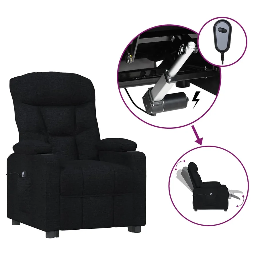 Fauteuil inclinable électrique Noir Tissu - 2