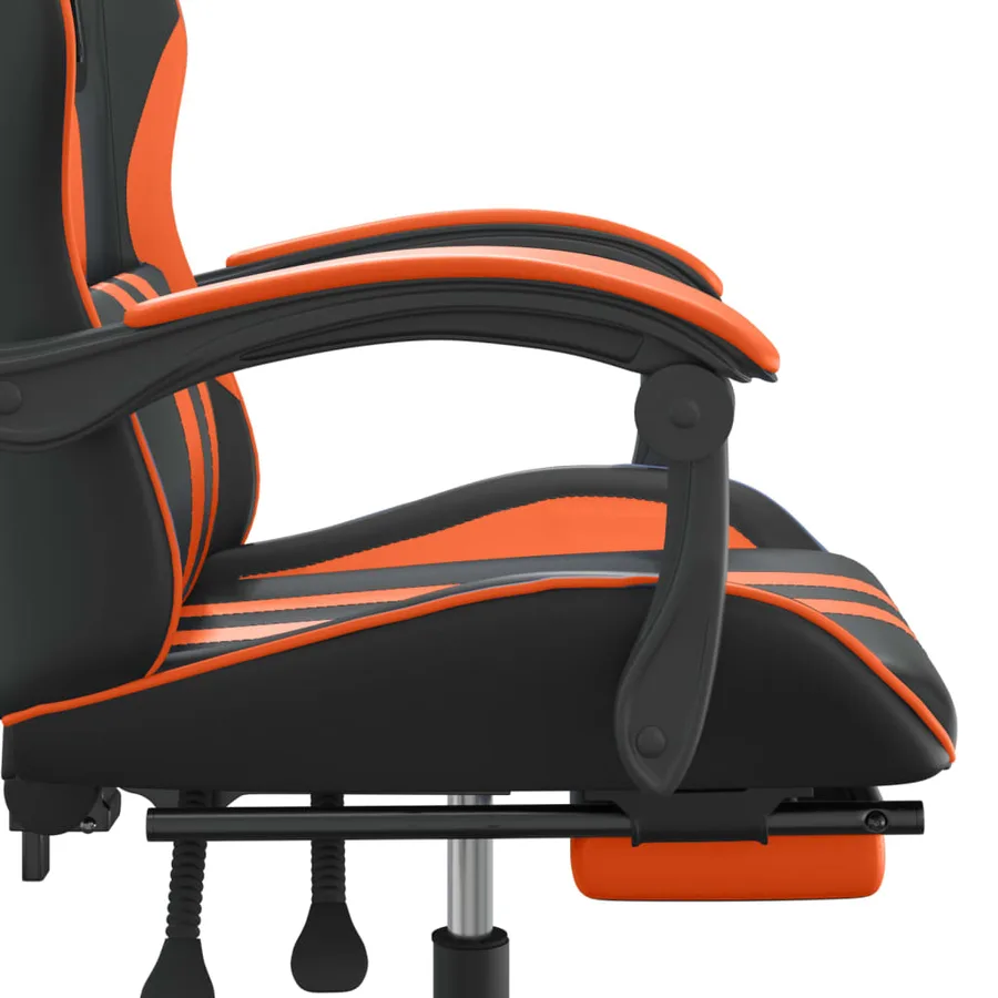 Chaise de jeu pivotante repose-pied Noir et orange Similicuir - 9