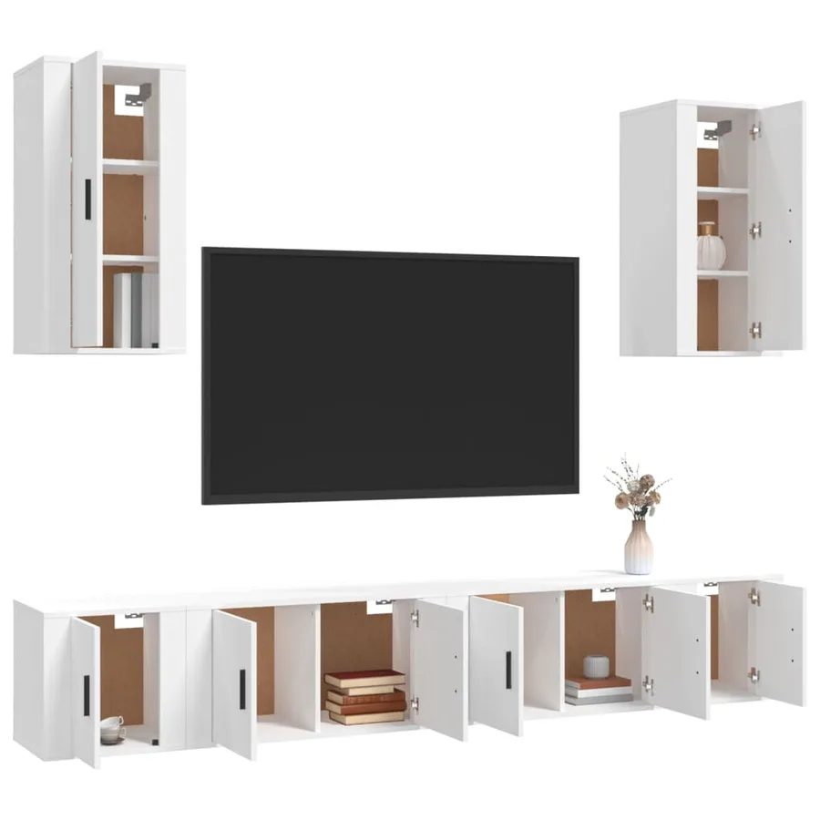 Ensemble de meubles TV 6 pcs Blanc Bois d'ingénierie - 3