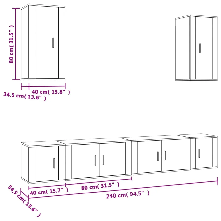 Ensemble de meubles TV 6 pcs Blanc Bois d'ingénierie - 8