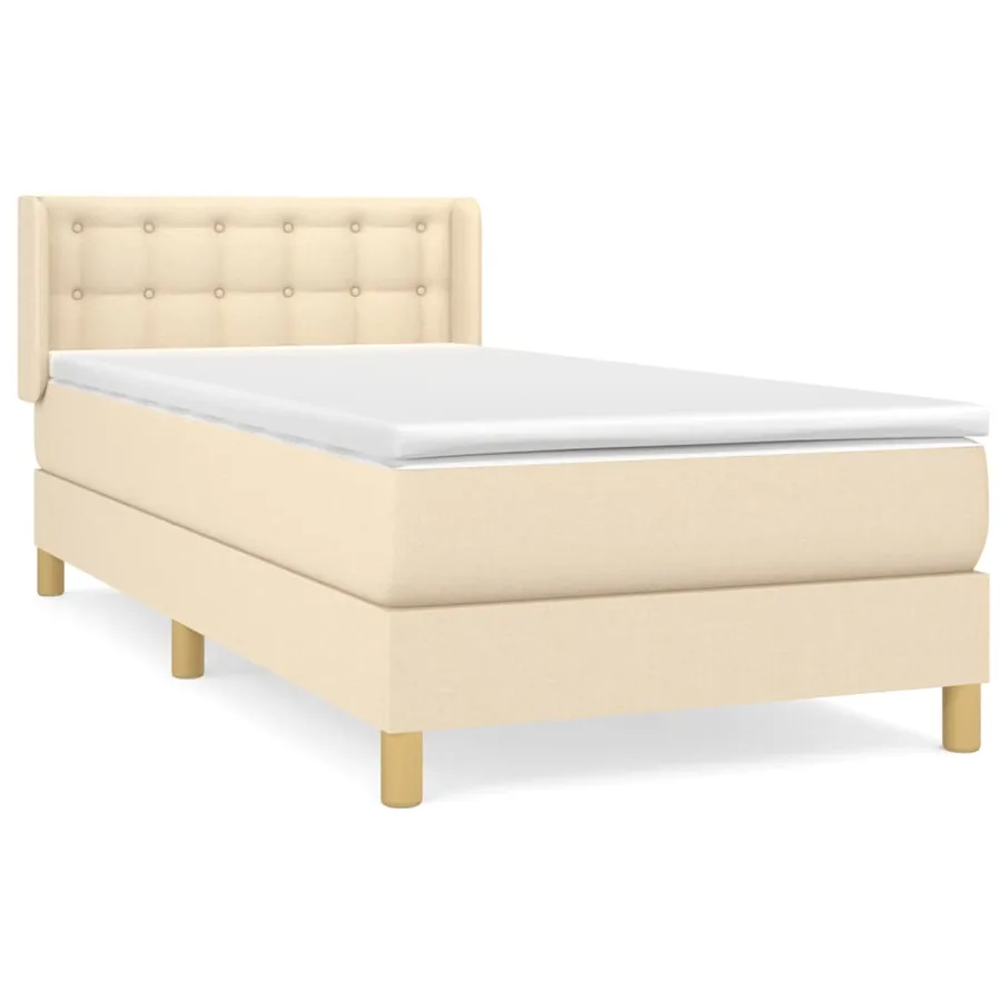 Sommier à lattes de lit avec matelas Crème 100x200 cm Tissu - 2