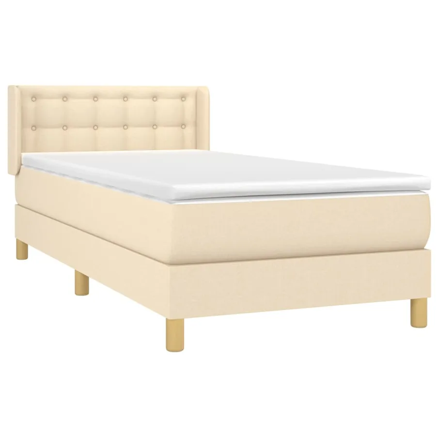 Sommier à lattes de lit avec matelas Crème 100x200 cm Tissu - 3