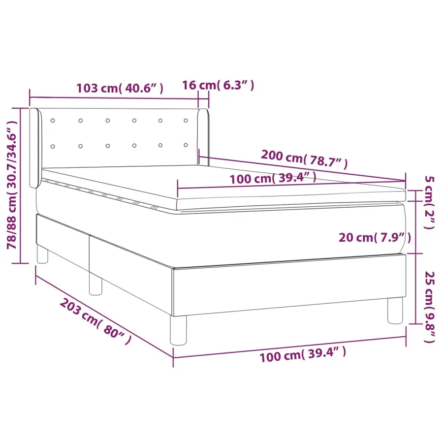 Sommier à lattes de lit avec matelas Crème 100x200 cm Tissu - 7