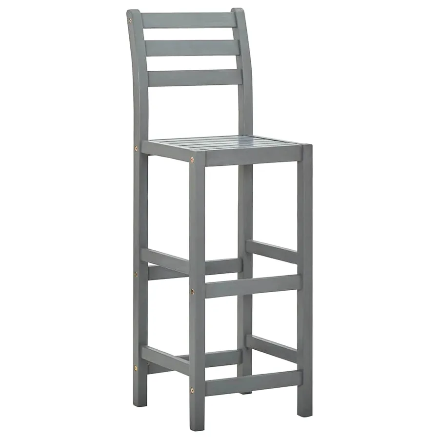 Tabourets de bar lot de 4 gris bois d'acacia massif - 2