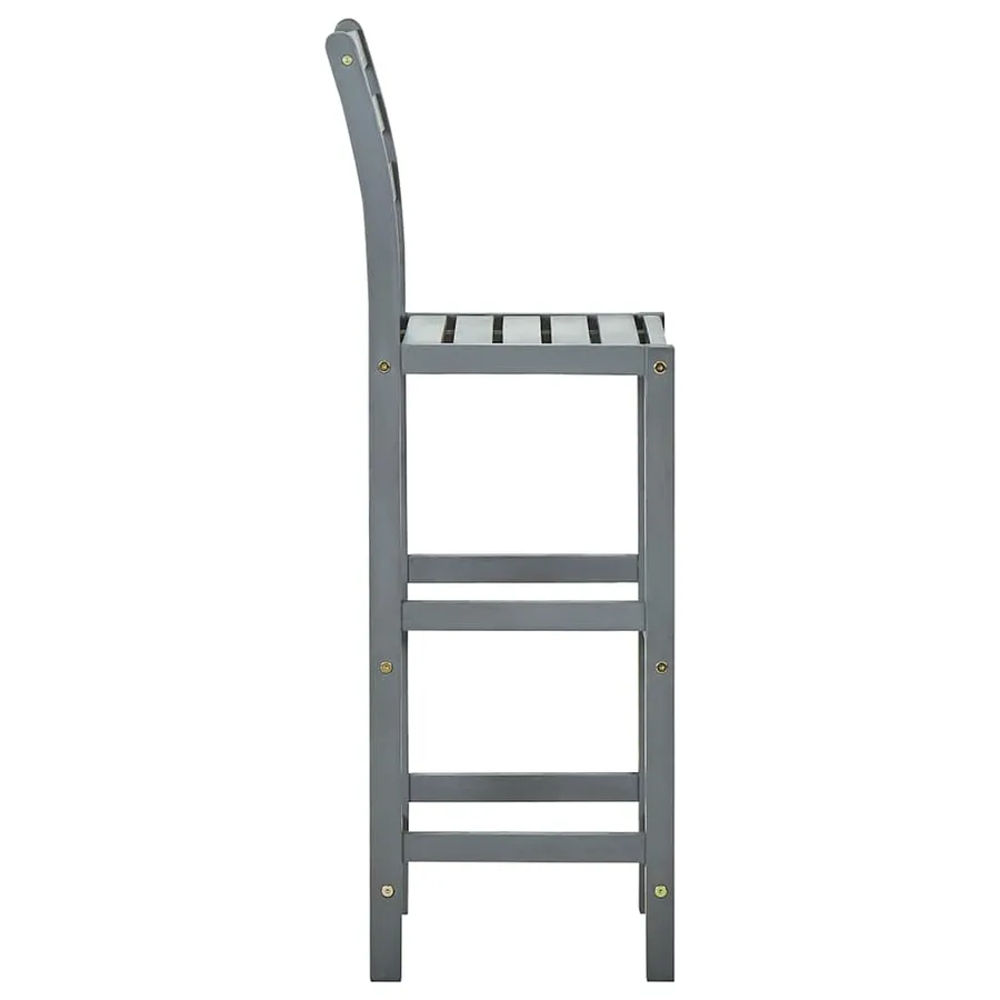 Tabourets de bar lot de 4 gris bois d'acacia massif - 4