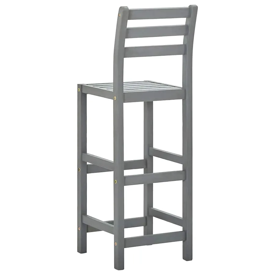 Tabourets de bar lot de 4 gris bois d'acacia massif - 5