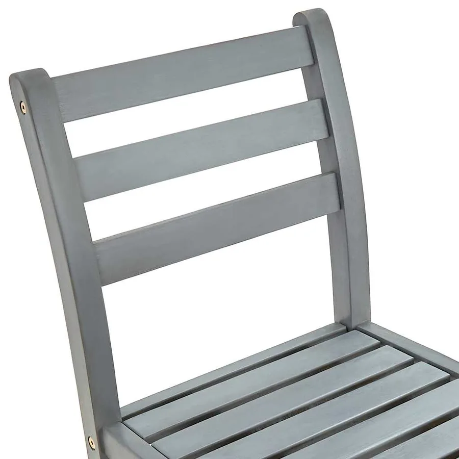 Tabourets de bar lot de 4 gris bois d'acacia massif - 6