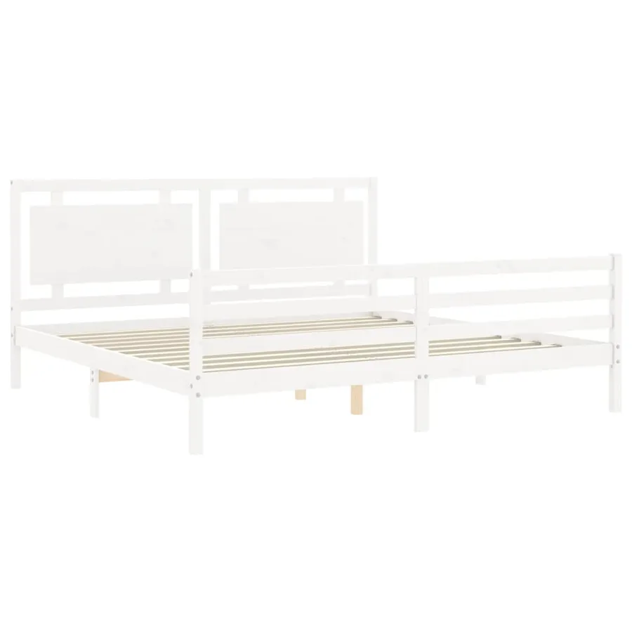 Cadre de lit sans matelas blanc 200x200 cm bois massif - 5