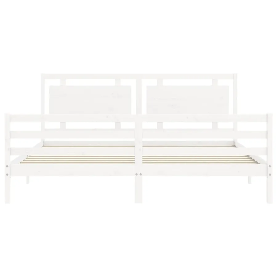 Cadre de lit sans matelas blanc 200x200 cm bois massif - 6