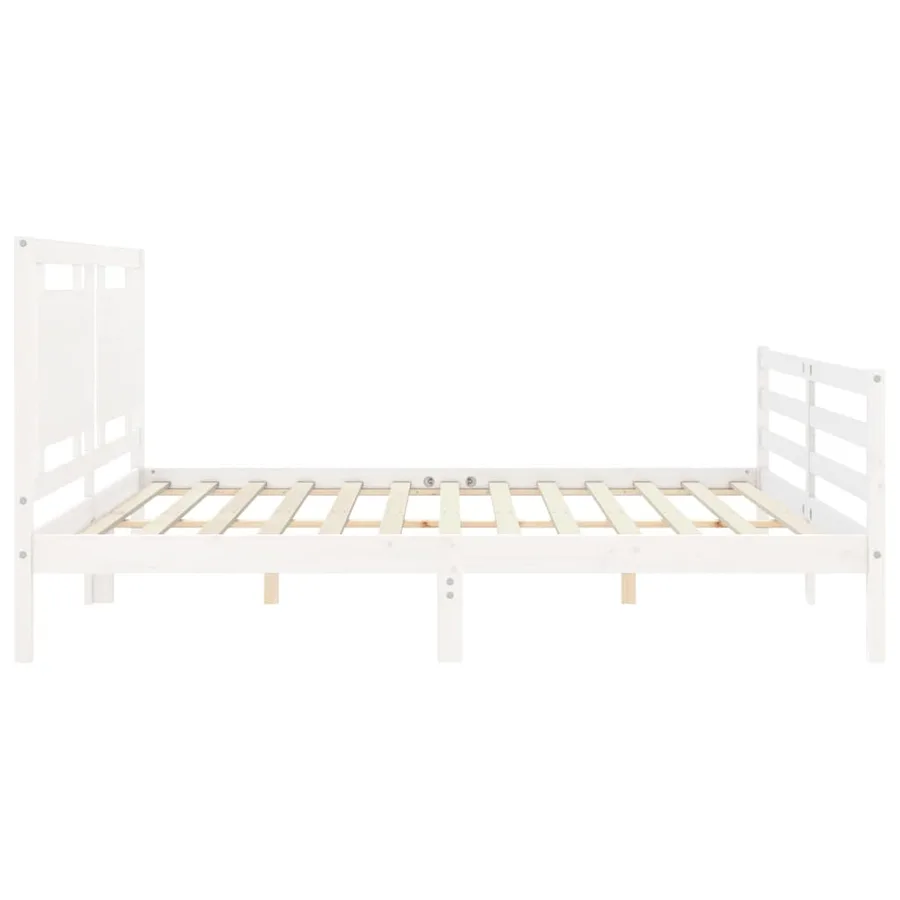 Cadre de lit sans matelas blanc 200x200 cm bois massif - 7
