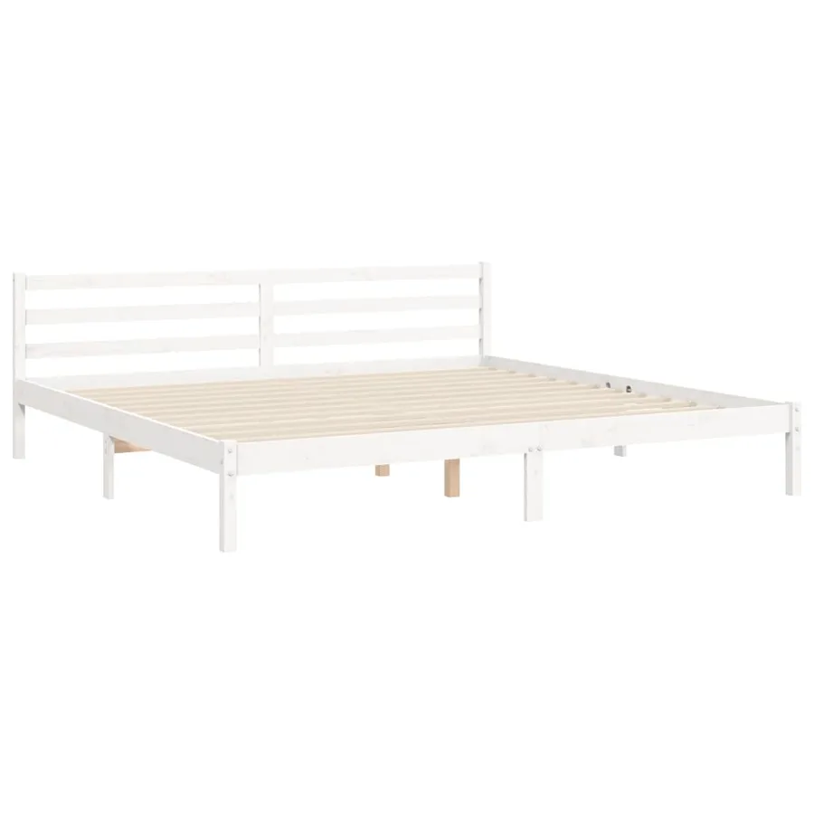 Cadre de lit sans matelas blanc 200x200 cm bois massif - 8