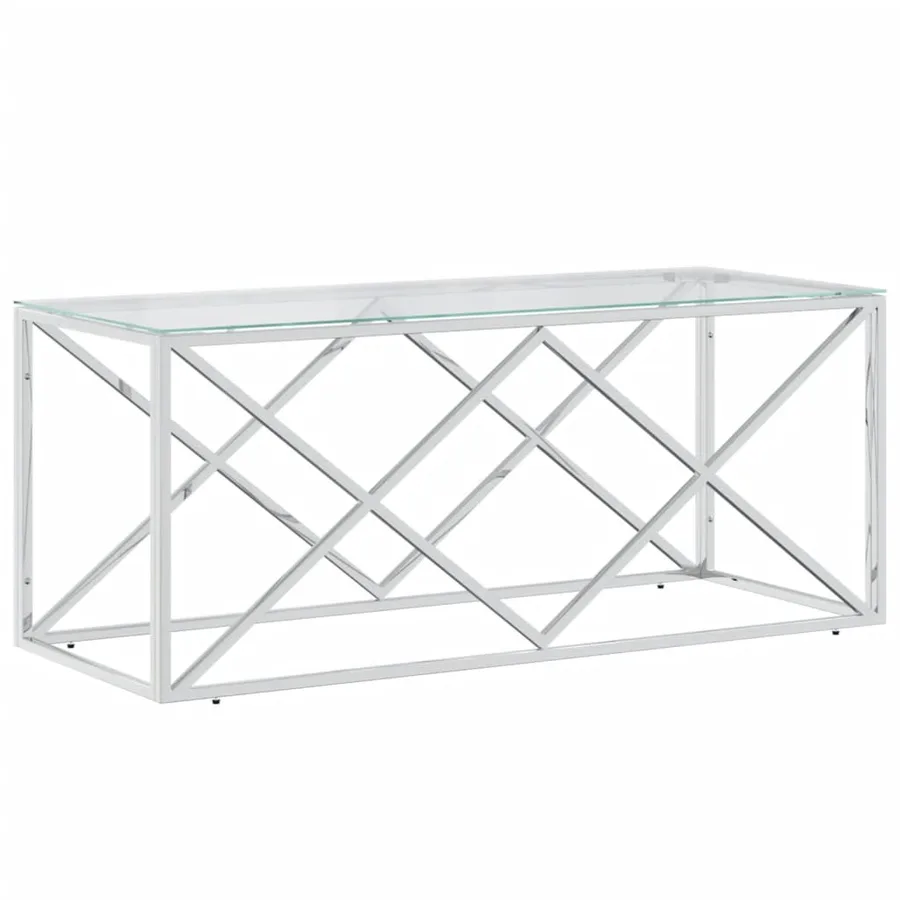 Table basse 110x45x45 cm acier inoxydable et verre - 2