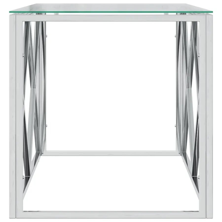 Table basse 110x45x45 cm acier inoxydable et verre - 4