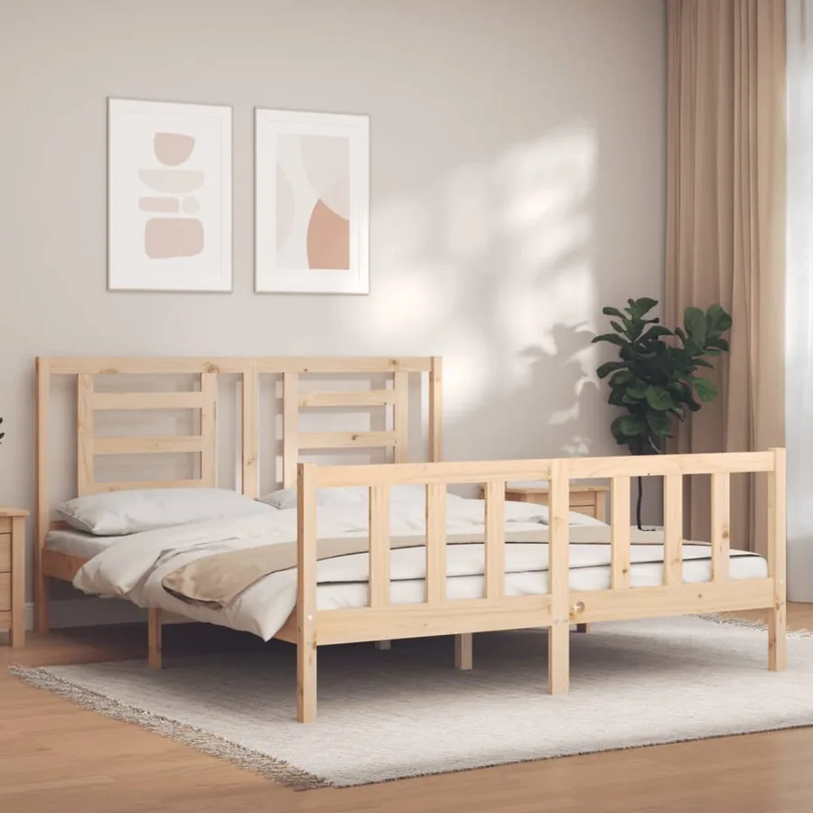 Cadre de lit sans matelas 160x200 cm bois massif de pin
