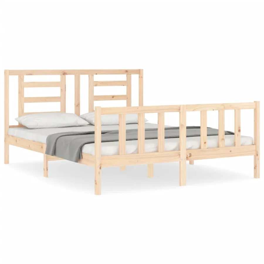 Cadre de lit sans matelas 160x200 cm bois massif de pin - 2
