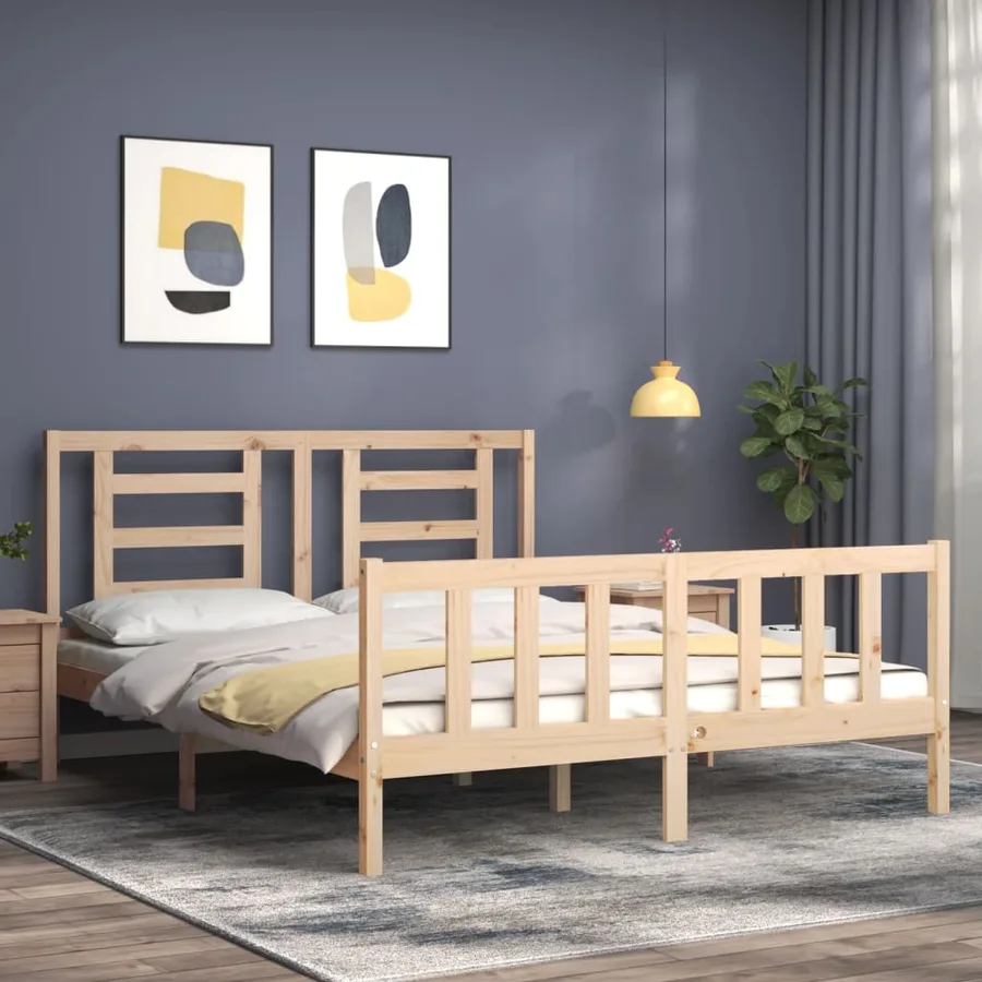 Cadre de lit sans matelas 160x200 cm bois massif de pin - 3