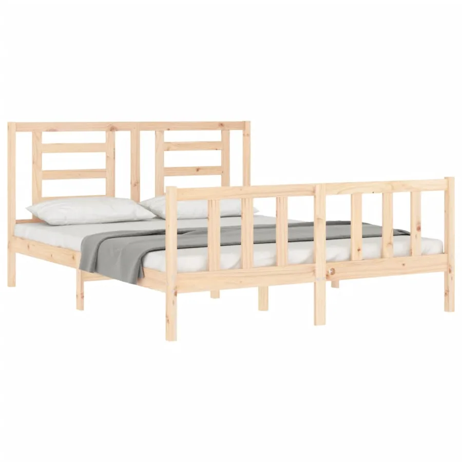 Cadre de lit sans matelas 160x200 cm bois massif de pin - 4