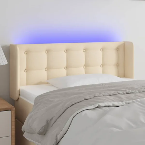 Tête de lit à LED Crème 103x16x78/88 cm Tissu