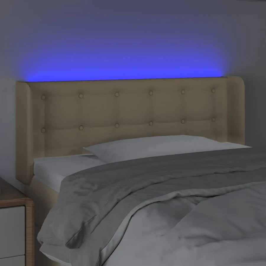 Tête de lit à LED Crème 103x16x78/88 cm Tissu - 4