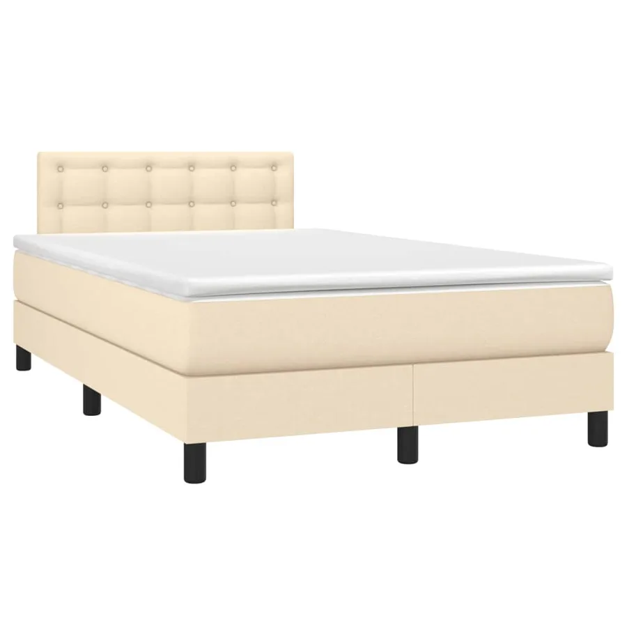 Sommier à lattes de lit avec matelas LED Crème 120x200 cm Tissu - 3