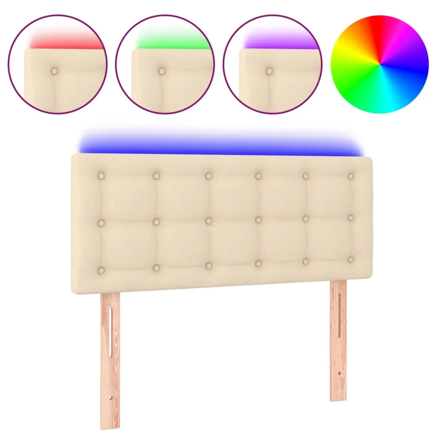 Tête de lit à LED Crème 100x5x78/88 cm Tissu - 2