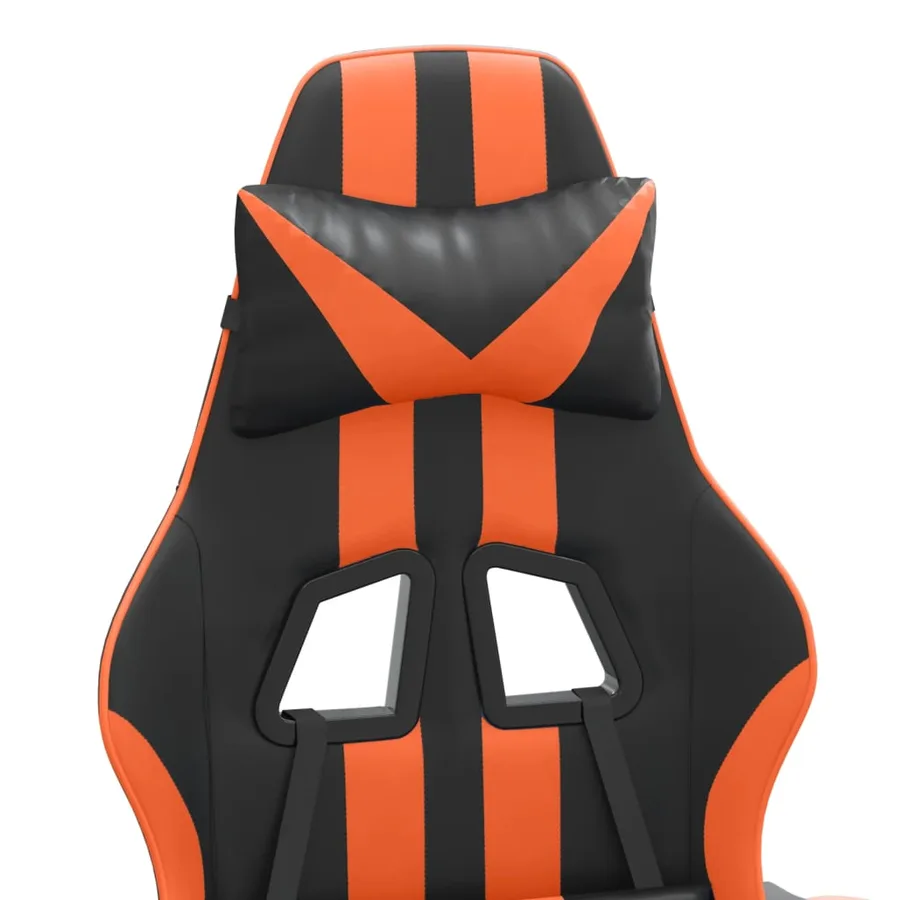 Chaise de jeu avec repose-pied Noir et orange Similicuir - 10