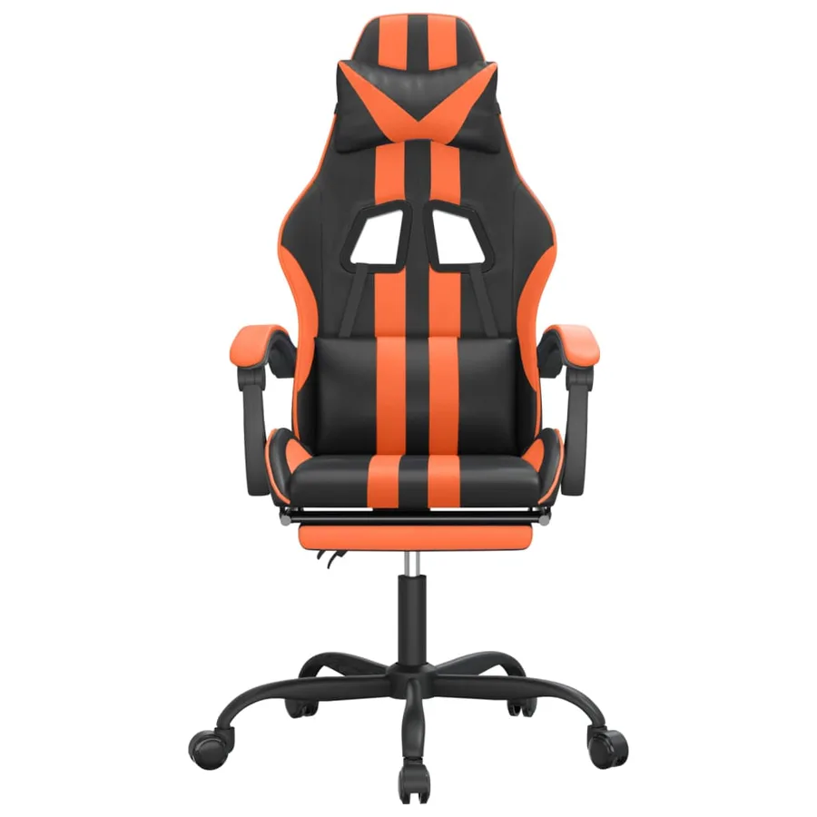 Chaise de jeu avec repose-pied Noir et orange Similicuir - 3