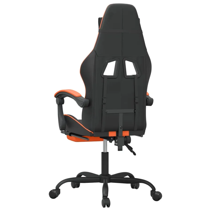 Chaise de jeu avec repose-pied Noir et orange Similicuir - 5