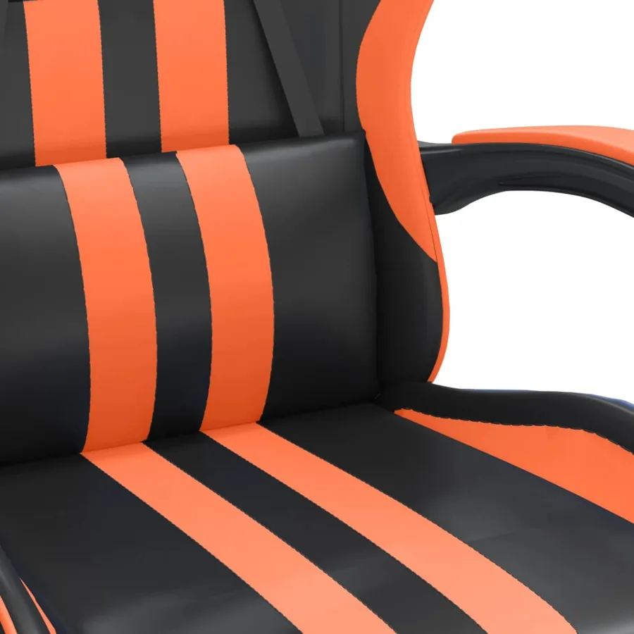 Chaise de jeu avec repose-pied Noir et orange Similicuir - 9